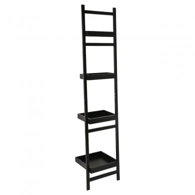 FLOOR STORAGE SHELF BAMBOO 4 TIERS BLACK