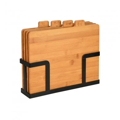 CUTTING BOARD SET BAMBOO ESSENTIALS 5 PCS WITH METAL BASE BLACK
