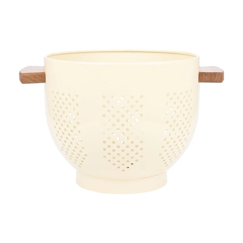 PASTA STRAINER ALLURE METALLIC 22cm WITH WOODEN HANDLES IVORY