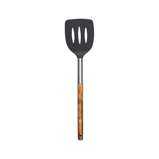 SLOTTED TURNER STONE PBT 35cm WITH WOODEN HANDLE