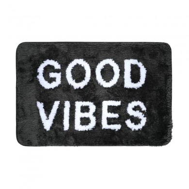 BATHROOM MAT GOOD VIBES 40x60cm 100% MICROFIBER BLACK