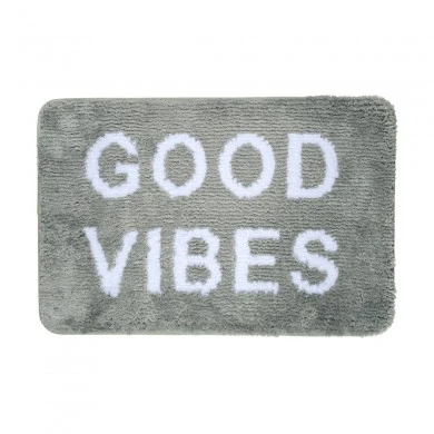 BATHROOM MAT GOOD VIBES 40x60cm 100% MICROFIBER MINT