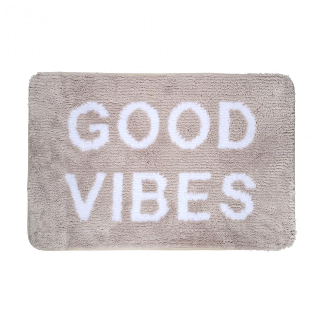 ESTIA ΤΑΠΕΤΟ ΜΠΑΝΙΟΥ GOOD VIBES 40x60cm 100% ΜΙΚΡΟΪΝΕΣ TAUPE