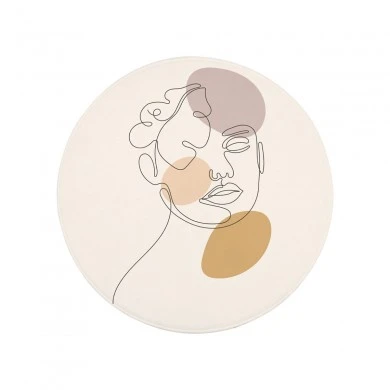 BATHROOM MAT LINE ART NON-SLIP 80x80cm BEIGE