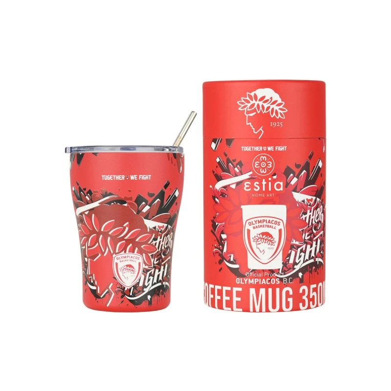 INSULATED COFFEE MUG OLYMPIACOS BC EDITION TOGETHER WE FIGHT 350ml