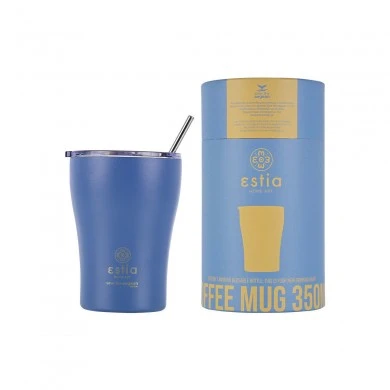 INSULATED COFFEE MUG SAVE THE AEGEAN 350ml DENIM BLUE