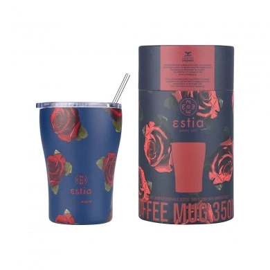INSULATED COFFEE MUG SAVE THE AEGEAN 350ml ELECTRIC ROSES