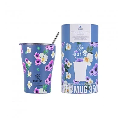 INSULATED COFFEE MUG SAVE THE AEGEAN 350ml GARDEN BLUE