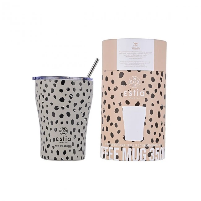 INSULATED COFFEE MUG SAVE THE AEGEAN 350ml LEOPARD TAUPE