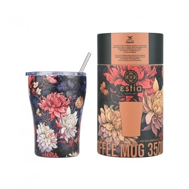 INSULATED COFFEE MUG SAVE THE AEGEAN 350ml MIDNIGHT BLOSSOM
