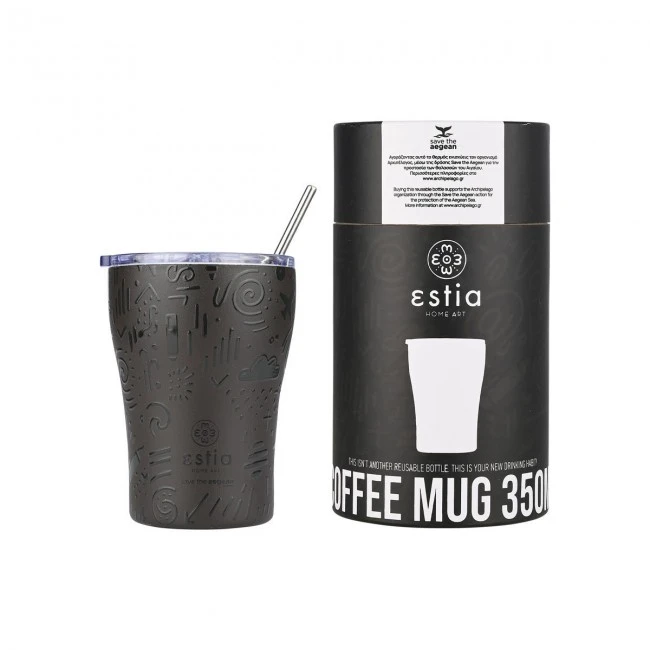 INSULATED COFFEE MUG SAVE THE AEGEAN 350ml NOIR ECHO