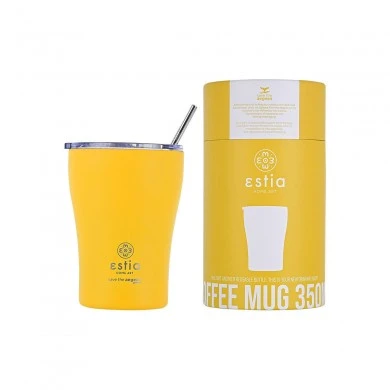 INSULATED COFFEE MUG SAVE THE AEGEAN 350ml PINEAPPLE YELLOW
