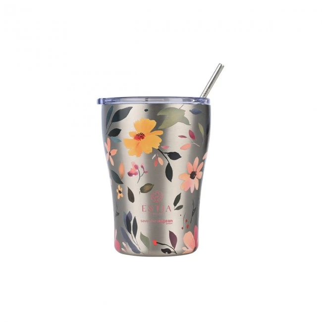 INSULATED COFFEE MUG SAVE THE AEGEAN 350ml SILVER BOTANIC