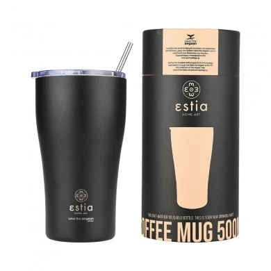 INSULATED COFFEE MUG SAVE THE AEGEAN 500ml MIDNIGHT BLACK