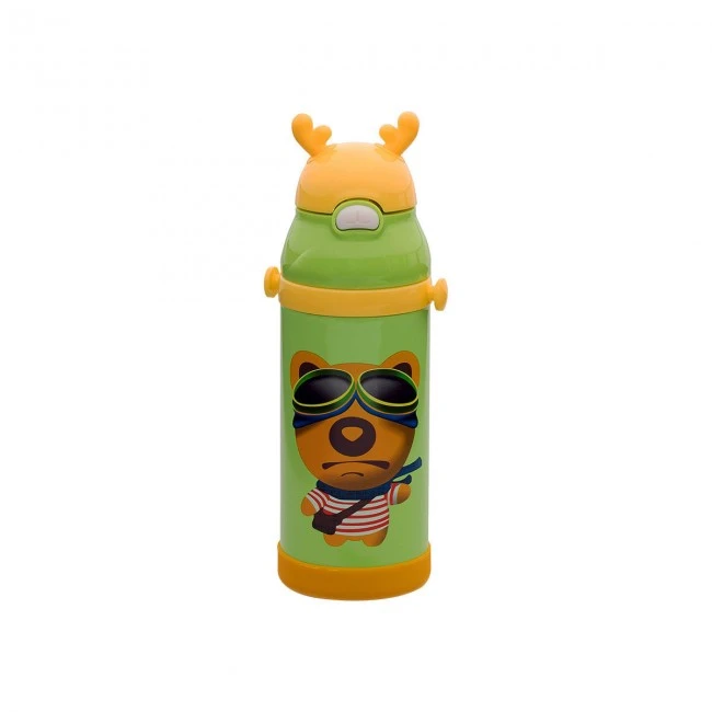 ISOTHERMAL KIDS BOTTLE ANIMALS STAINLESS STEEL 350ml BEAR GREEN
