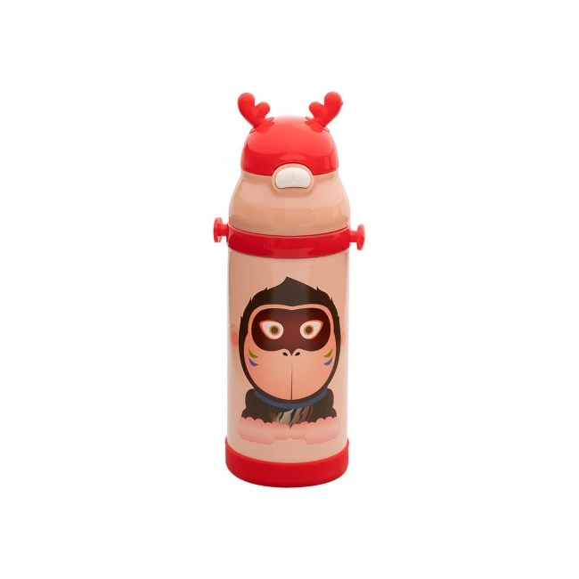 ISOTHERMAL KIDS BOTTLE ANIMALS STAINLESS STEEL 350ml GORILLA RED