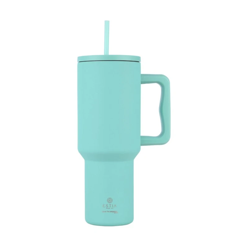 INSULATED STRAW TUMBLER XL SAVE THE AEGEAN 1200ml BERMUDA GREEN