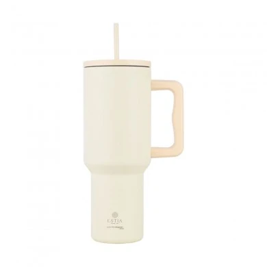 INSULATED STRAW TUMBLER XL SAVE THE AEGEAN 1200ml LILY WHITE