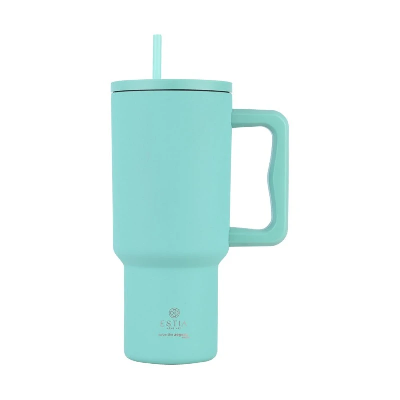 INSULATED STRAW TUMBLER XL SAVE THE AEGEAN 900ml BERMUDA GREEN