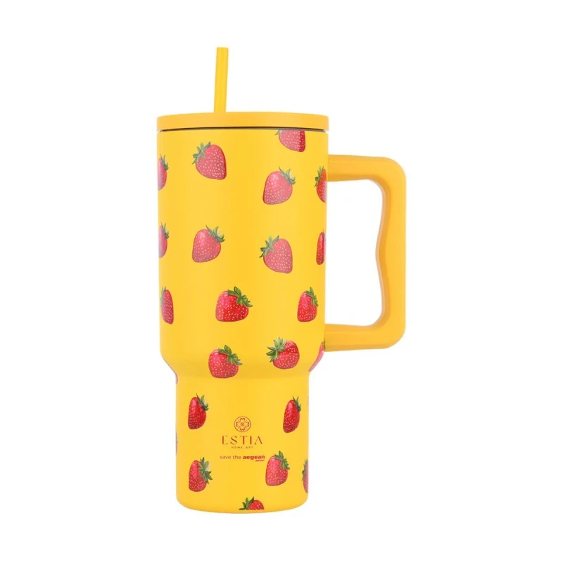 ESTIA ΘΕΡΜΟΣ STRAW TUMBLER XL SAVE THE AEGEAN 900ml BERRY BRIGHT