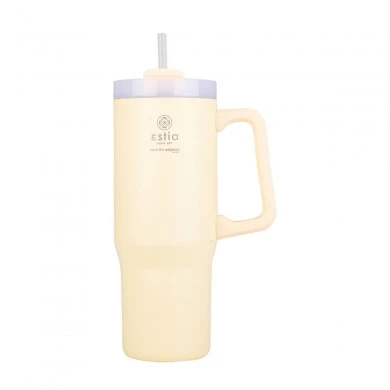 INSULATED STRAW TUMBLER XL SAVE THE AEGEAN 900ml LILY WHITE