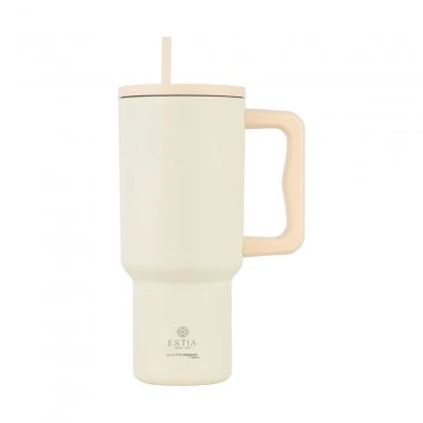 INSULATED STRAW TUMBLER XL SAVE THE AEGEAN 900ml LILY WHITE