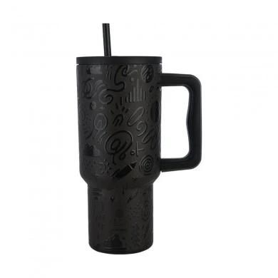 INSULATED STRAW TUMBLER XL SAVE THE AEGEAN 900ml NOIR ECHO