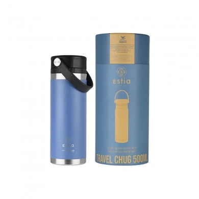 INSULATED BOTTLE TRAVEL CHUG SAVE THE AEGEAN 500ml DENIM BLUE