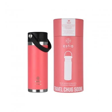 INSULATED BOTTLE TRAVEL CHUG SAVE THE AEGEAN 500ml FUSION CORAL