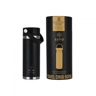 INSULATED BOTTLE TRAVEL CHUG SAVE THE AEGEAN 500ml MIDNIGHT BLACK