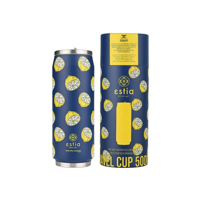 INSULATED BOTTLE TRAVEL CUP SAVE THE AEGEAN 500ml CITRUS INFUSION
