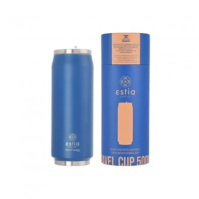 INSULATED TRAVEL CUP SAVE THE AEGEAN 500ml DENIM BLUE