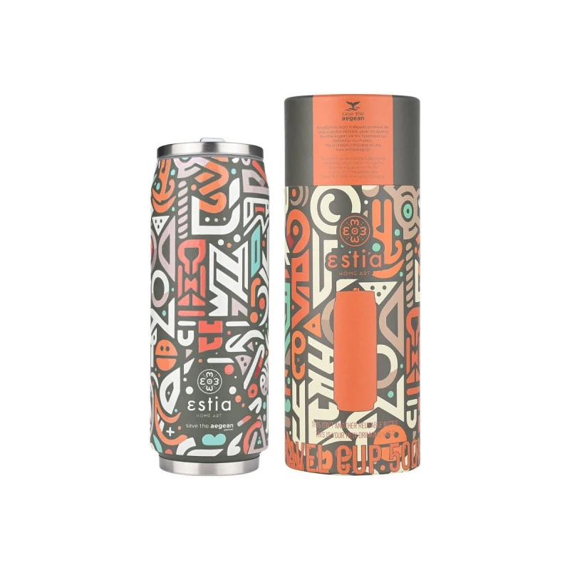 INSULATED BOTTLE TRAVEL CUP SAVE THE AEGEAN 500ml GEOVIVID