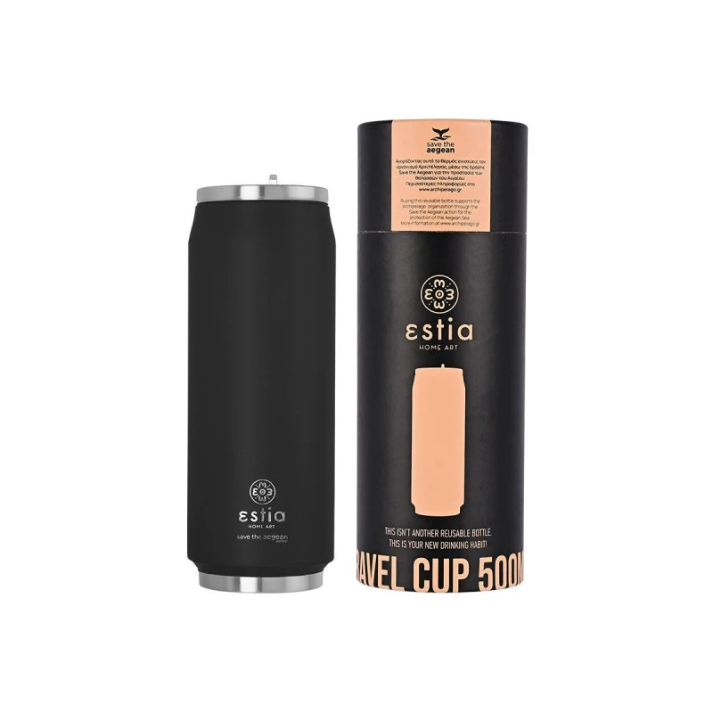 INSULATED TRAVEL CUP SAVE THE AEGEAN 500ml MIDNIGHT BLACK
