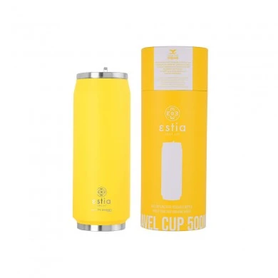 INSULATED TRAVEL CUP SAVE THE AEGEAN 500ml PINEAPPLE YELLOW