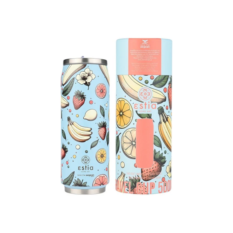INSULATED BOTTLE TRAVEL CUP SAVE THE AEGEAN 500ml SUBDUED HARVEST