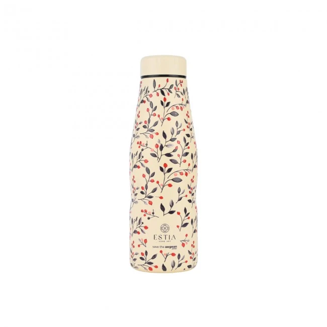 INSULATED BOTTLE TRAVEL FLASK SAVE THE AEGEAN 500ml BLOOM BEIGE