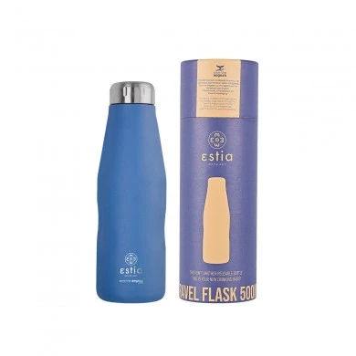 INSULATED BOTTLE TRAVEL FLASK SAVE THE AEGEAN 500ml DENIM BLUE