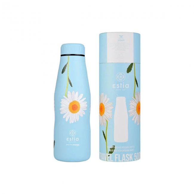 INSULATED BOTTLE TRAVEL FLASK SAVE THE AEGEAN 500ml DREAMY SKY