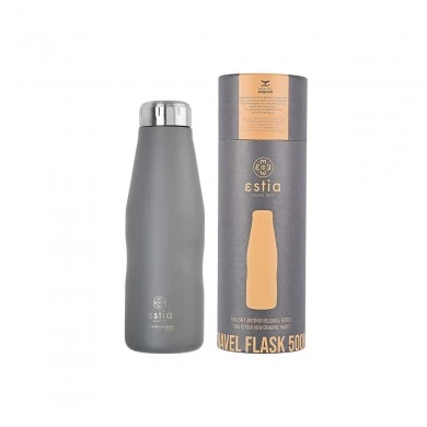 INSULATED BOTTLE TRAVEL FLASK SAVE THE AEGEAN 500ml FJORD GREY