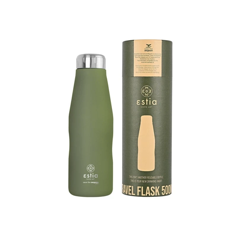 INSULATED BOTTLE TRAVEL FLASK SAVE THE AEGEAN 500ml FOREST SPIRIT