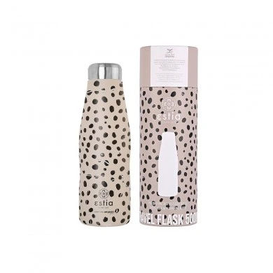 INSULATED BOTTLE TRAVEL FLASK SAVE THE AEGEAN 500ml LEOPARD TAUPE