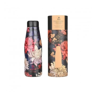 INSULATED BOTTLE TRAVEL FLASK SAVE THE AEGEAN 500ml MIDNIGHT BLOSSOM