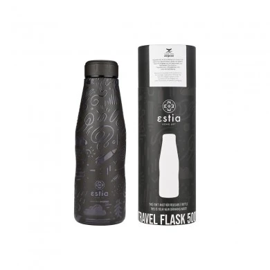 INSULATED BOTTLE TRAVEL FLASK SAVE THE AEGEAN 500ml NOIR ECHO