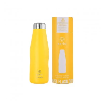 INSULATED BOTTLE TRAVEL FLASK SAVE THE AEGEAN 500ml PINEAPPLE YELLOW