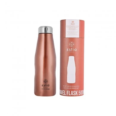 INSULATED BOTTLE TRAVEL FLASK SAVE THE AEGEAN 500ml ROSE GOLD