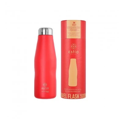 INSULATED BOTTLE TRAVEL FLASK SAVE THE AEGEAN 500ml SCARLET RED