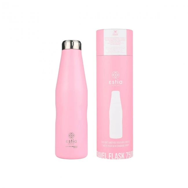 INSULATED BOTTLE TRAVEL FLASK SAVE THE AEGEAN 750ml BLOSSOM ROSE