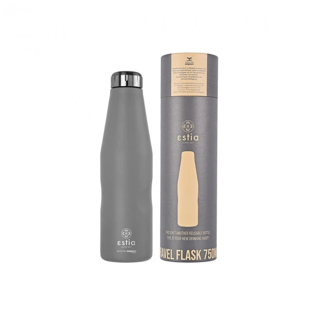 INSULATED BOTTLE TRAVEL FLASK SAVE THE AEGEAN 750ml FJORD GREY
