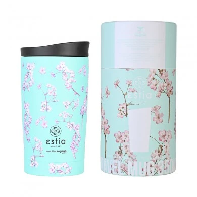 INSULATED TRAVEL MUG SAVE THE AEGEAN 350ml BLOSSOM GREEN